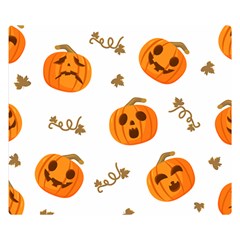 Funny Spooky Halloween Pumpkins Pattern White Orange Double Sided Flano Blanket (small)  by HalloweenParty