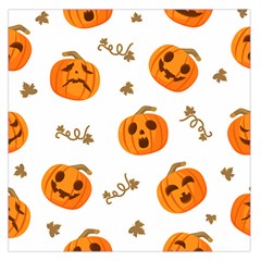 Funny Spooky Halloween Pumpkins Pattern White Orange Large Satin Scarf (square) by HalloweenParty