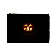 Funny Spooky Scary Halloween Pumpkin Jack O Lantern Cosmetic Bag (large) by HalloweenParty