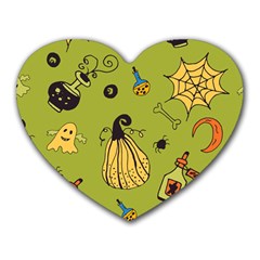 Funny Scary Spooky Halloween Party Design Heart Mousepads by HalloweenParty