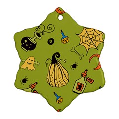 Funny Scary Spooky Halloween Party Design Snowflake Ornament (two Sides)