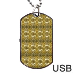 Golden Ornate Pattern Dog Tag Usb Flash (one Side) by dflcprintsclothing