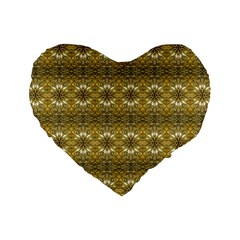 Golden Ornate Pattern Standard 16  Premium Heart Shape Cushions