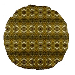 Golden Ornate Pattern Large 18  Premium Flano Round Cushions