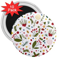 Floral Christmas Pattern  3  Magnets (10 Pack)  by Valentinaart