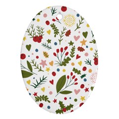 Floral Christmas Pattern  Oval Ornament (two Sides) by Valentinaart