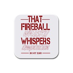 Fireball Whiskey Shirt Solid Letters 2016 Rubber Square Coaster (4 Pack) 