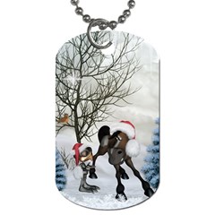 Christmas, Cute Bird With Horse Dog Tag (two Sides) by FantasyWorld7