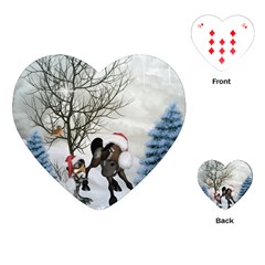 Christmas, Cute Bird With Horse Playing Cards (heart) by FantasyWorld7