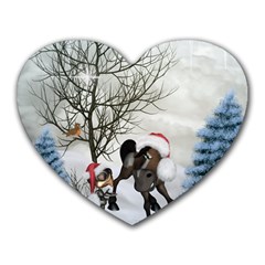 Christmas, Cute Bird With Horse Heart Mousepads by FantasyWorld7