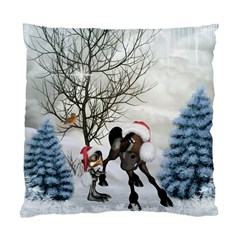 Christmas, Cute Bird With Horse Standard Cushion Case (one Side) by FantasyWorld7