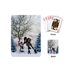 Christmas, Cute Bird With Horse Playing Cards (mini) by FantasyWorld7