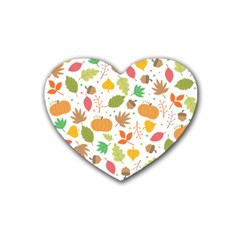 Thanksgiving Pattern Rubber Coaster (heart)  by Valentinaart