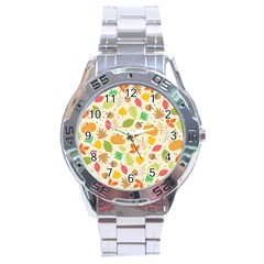 Thanksgiving Pattern Stainless Steel Analogue Watch by Valentinaart