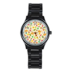 Thanksgiving Pattern Stainless Steel Round Watch by Valentinaart