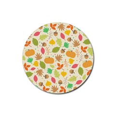 Thanksgiving Pattern Rubber Round Coaster (4 Pack)  by Valentinaart