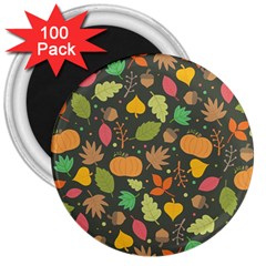 Thanksgiving Pattern 3  Magnets (100 Pack) by Valentinaart