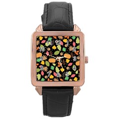 Thanksgiving Pattern Rose Gold Leather Watch  by Valentinaart
