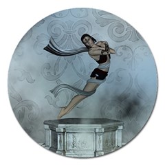 Wonderful  Fairy, Blue Colors Magnet 5  (round) by FantasyWorld7