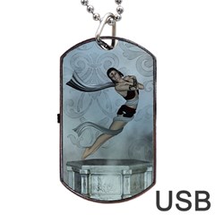 Wonderful  Fairy, Blue Colors Dog Tag Usb Flash (two Sides) by FantasyWorld7