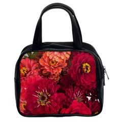 Peach And Pink Zinnias Classic Handbag (two Sides) by bloomingvinedesign