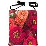 Peach and Pink Zinnias Shoulder Sling Bag Front