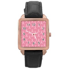 Pink Ribbon - Breast Cancer Awareness Month Rose Gold Leather Watch  by Valentinaart