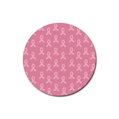 Pink Ribbon - Breast Cancer Awareness Month Rubber Round Coaster (4 Pack)  by Valentinaart