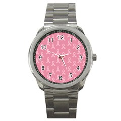 Pink Ribbon - Breast Cancer Awareness Month Sport Metal Watch by Valentinaart