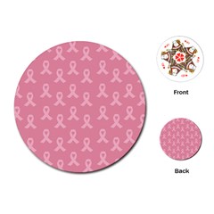 Pink Ribbon - Breast Cancer Awareness Month Playing Cards (round) by Valentinaart