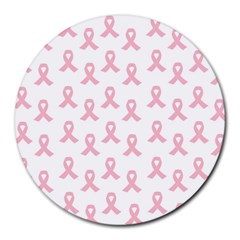 Pink Ribbon - Breast Cancer Awareness Month Round Mousepads by Valentinaart