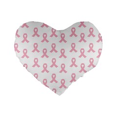 Pink Ribbon - Breast Cancer Awareness Month Standard 16  Premium Heart Shape Cushions by Valentinaart