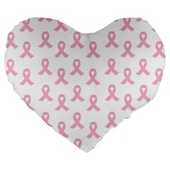 Pink Ribbon - Breast Cancer Awareness Month Large 19  Premium Flano Heart Shape Cushions by Valentinaart