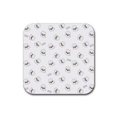 Cute Kawaii Ghost Pattern Rubber Coaster (square)  by Valentinaart