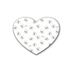 Cute Kawaii Ghost Pattern Rubber Coaster (heart)  by Valentinaart