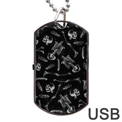 Human Skeleton Pattern - Halloween  Dog Tag Usb Flash (one Side) by Valentinaart