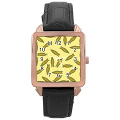 Corn Pattern Rose Gold Leather Watch  by Valentinaart