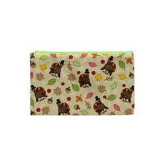 Thanksgiving Turkey Pattern Cosmetic Bag (xs) by Valentinaart