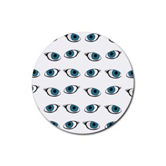 Blue Eyes Pattern Rubber Coaster (round)  by Valentinaart