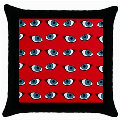 Blue Eyes Pattern Throw Pillow Case (black) by Valentinaart