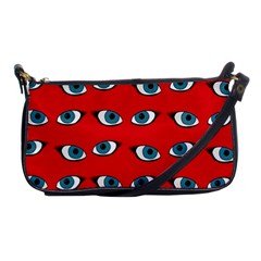 Blue Eyes Pattern Shoulder Clutch Bag by Valentinaart