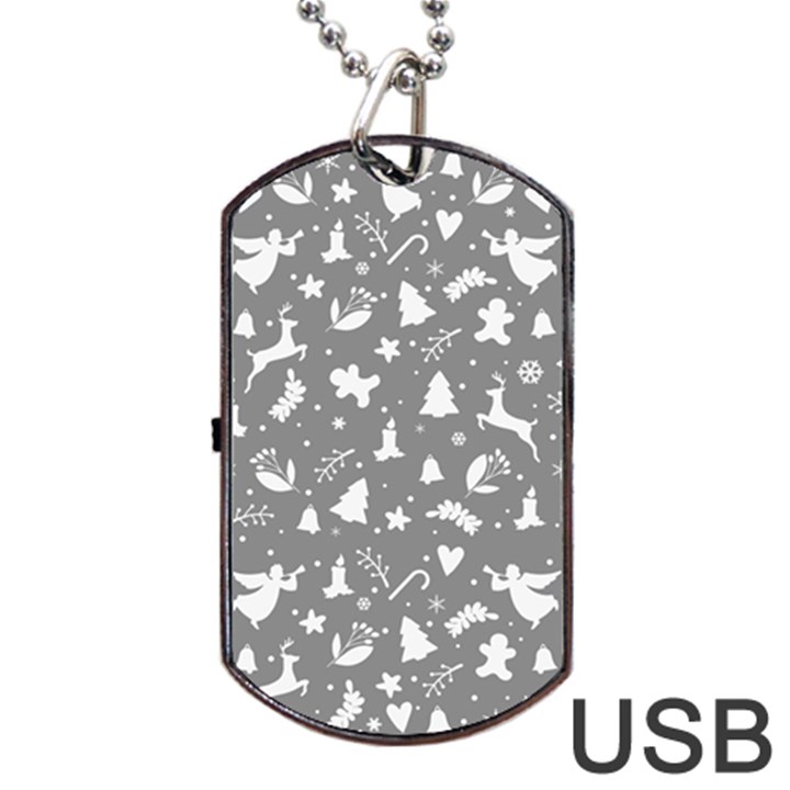 Christmas pattern Dog Tag USB Flash (One Side)