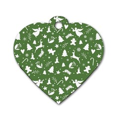 Christmas Pattern Dog Tag Heart (two Sides)