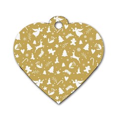 Christmas Pattern Dog Tag Heart (one Side) by Valentinaart