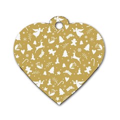 Christmas Pattern Dog Tag Heart (two Sides) by Valentinaart