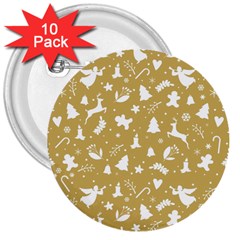 Christmas Pattern 3  Buttons (10 Pack) 