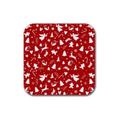 Christmas Pattern Rubber Square Coaster (4 Pack)  by Valentinaart