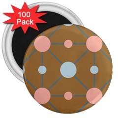 Planets Planet Around Rounds 3  Magnets (100 Pack) by Sapixe