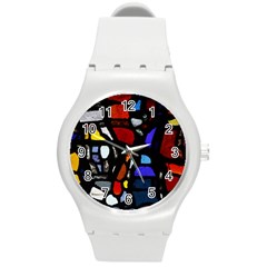 Art Bright Lead Glass Pattern Round Plastic Sport Watch (m) by Sapixe