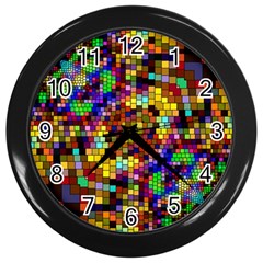 Color Mosaic Background Wall Wall Clock (black) by Sapixe